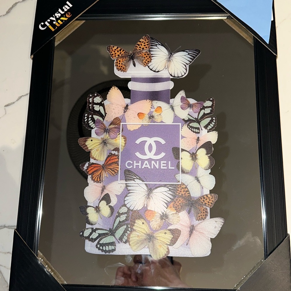 Chanel Butterfly perfume mirrored wall art